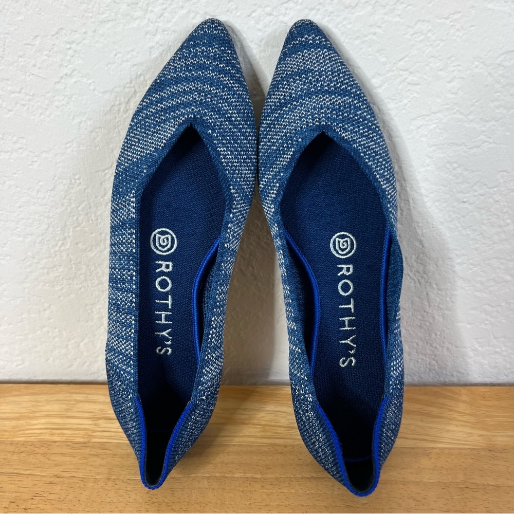 Rothy's The Point Blue Slip On Flats Ballet Shoes Women’s USA Size 6.5